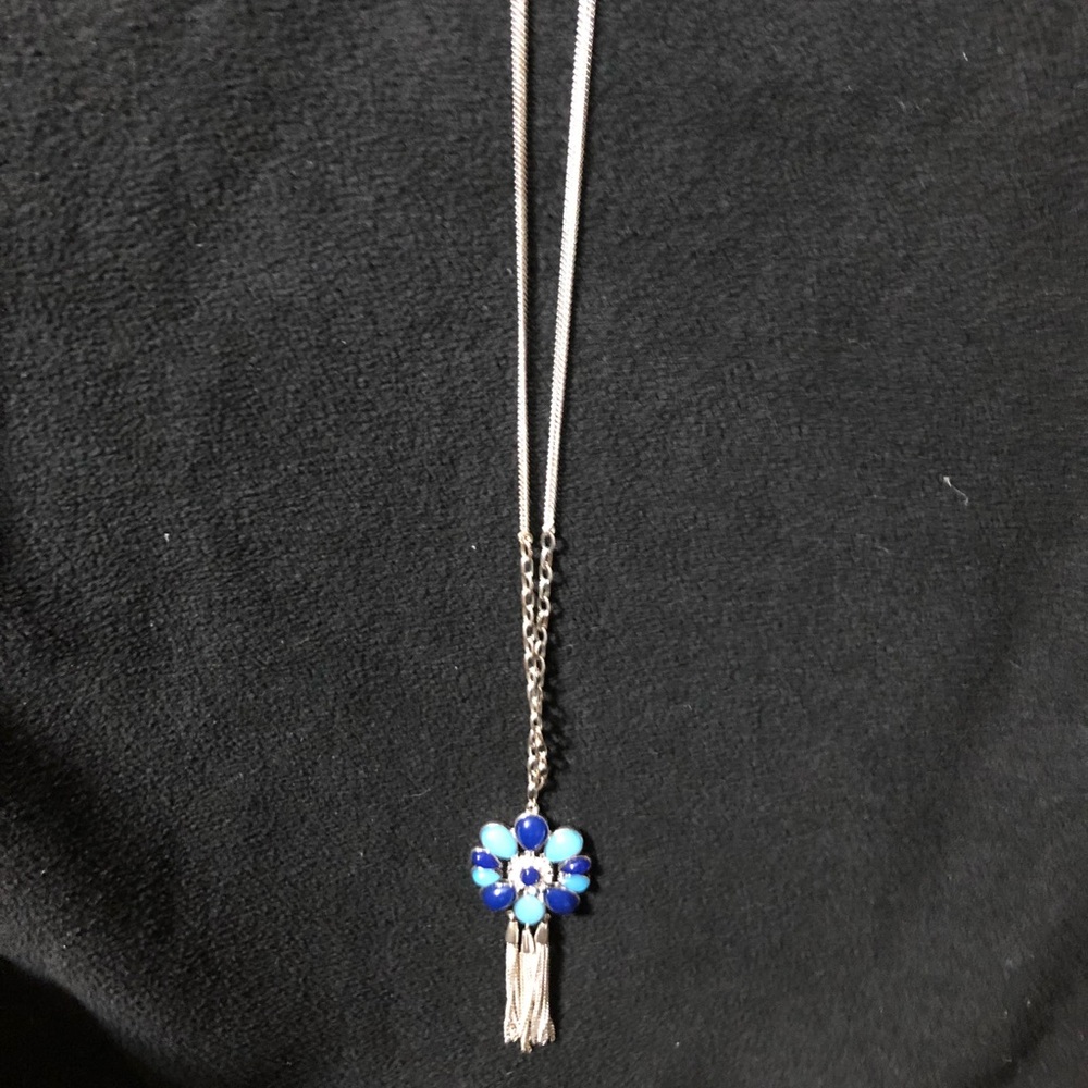 WHBM long necklace with blue accent